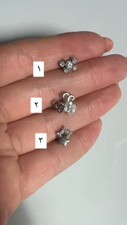 پیرسینگ استیل نقره ای پشت گوی گوشواره نقره ای